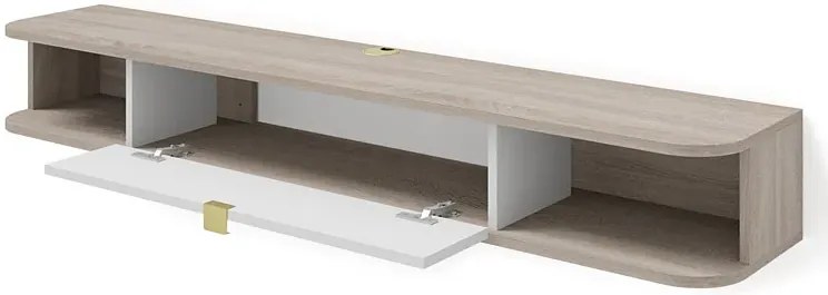 Wisząca szafka pod TV dąb sonoma + biały - Calmero