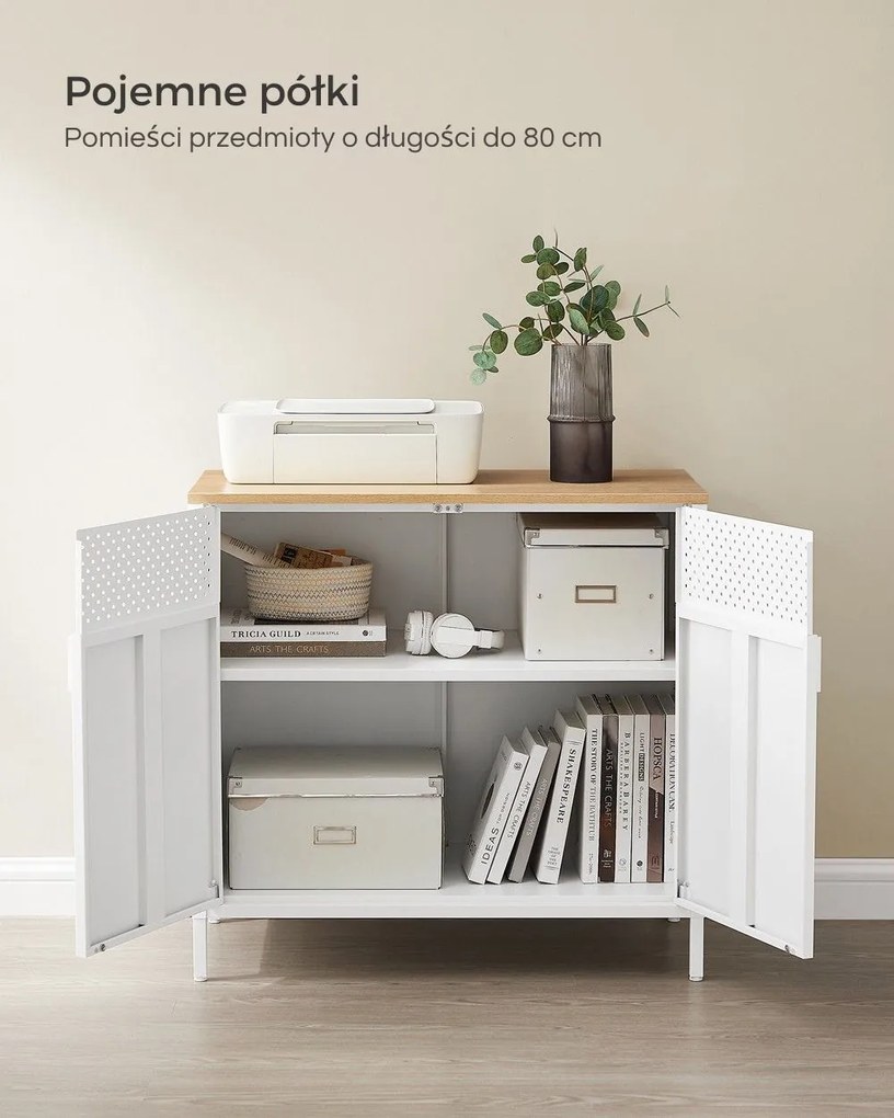 Metalowa szafka BRIX, 76x80x40cm, biała/brązowy SongmicsHome