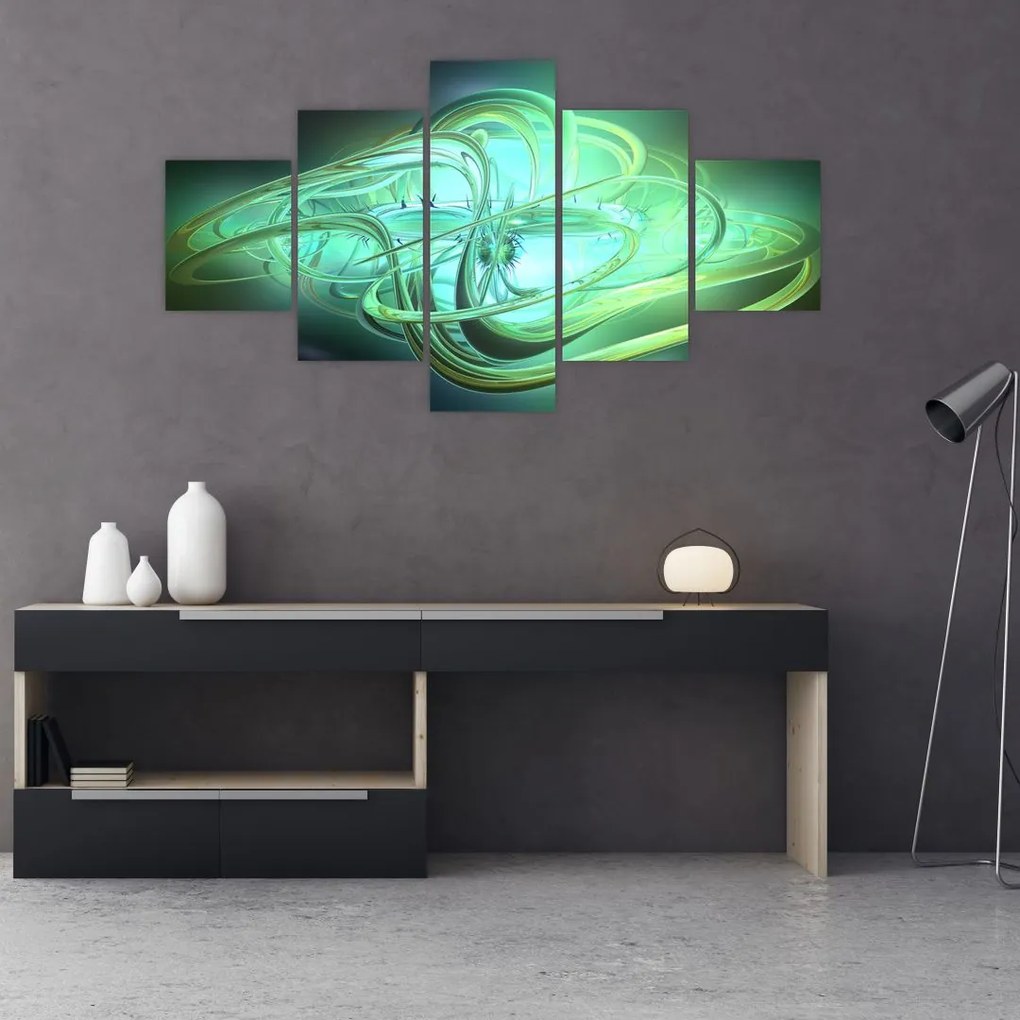 Obraz zielonej abstrakcji (125x70 cm)
