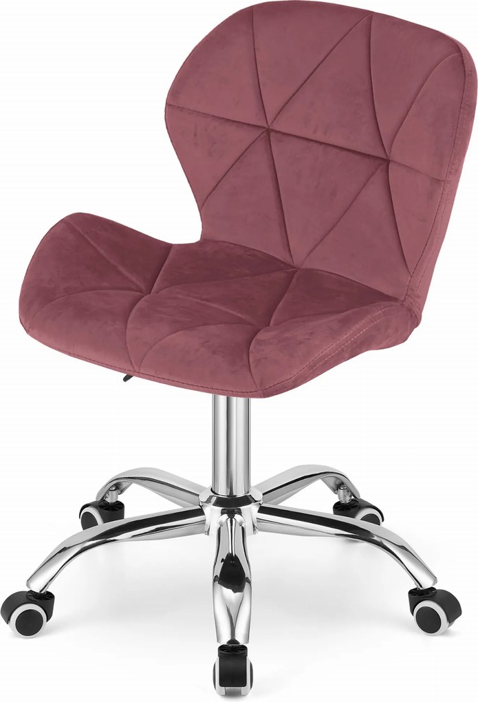 Zestaw do biura ZARIMO stół 80x40 cm, czarny + fotel AVOLA VELVET, ciemnoróżowy