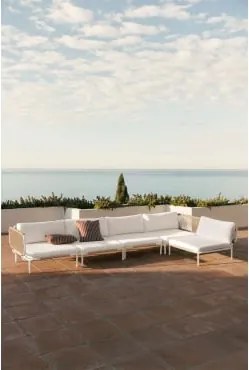 Sofa Modułowy Narożny Ogrodowy 5-częściowy Ze Stali Roubly Beige Migdałowa - Sklum