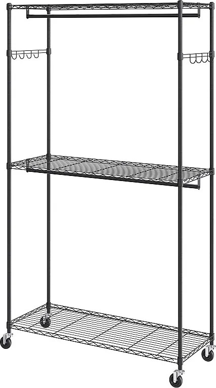 Wieszak na Ubrania, SucceBuy Rolling Clothes Rack, 3 Poziomy, Nośność 180 kg
