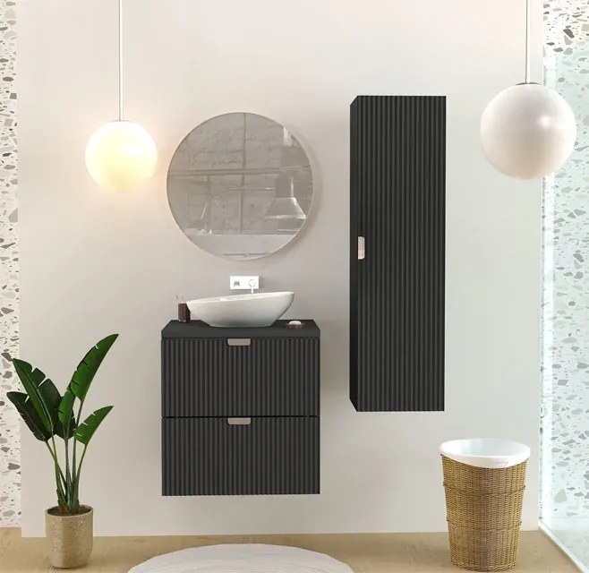 Czarna szafka wisząca pod umywalkę nablatową 40x12x4 M0-B82