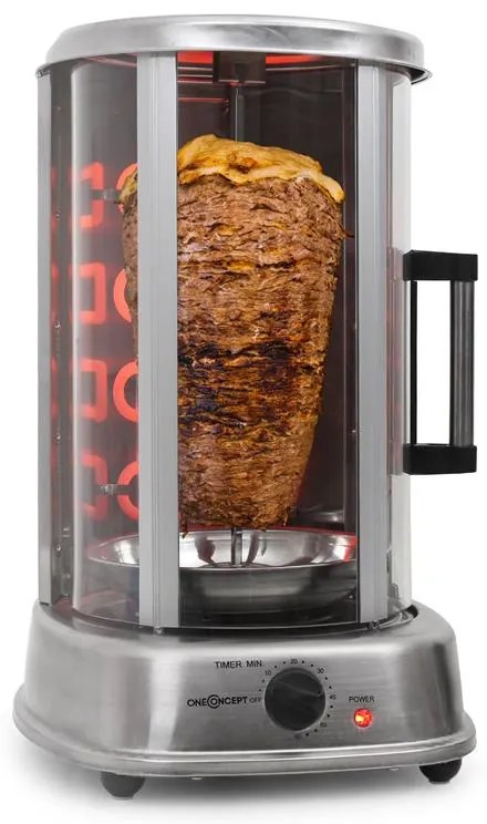 OneConcept Kebab Master 1500W 7KG Zestaw do Kebabu Srebrny