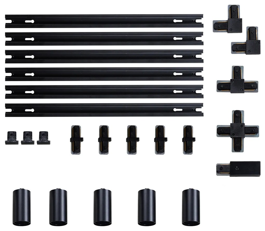 Nowoczesny system oświetlenia szynowego z 5 reflektorami czarny 1-fazowy GU10 35mm - Iconic Ruby Honey