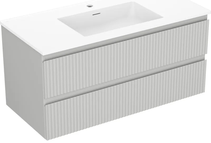 Mexen Rivel szafka łazienkowa 100 cm z umywalką Otis, 2 szuflady, ryflowana , szara mat/biała mat - 91A20-10047-2-BFF62-W18M01