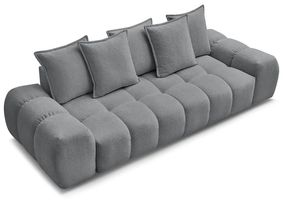 Ciemnoszara rozkładana/ze schowkiem sofa z tkaniny szenilowej 278 cm Everest – Bobochic Paris