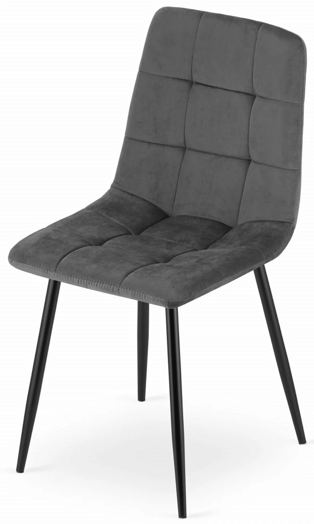 Krzesło aksamitne KARA ciemnoszare na czarnych nogach