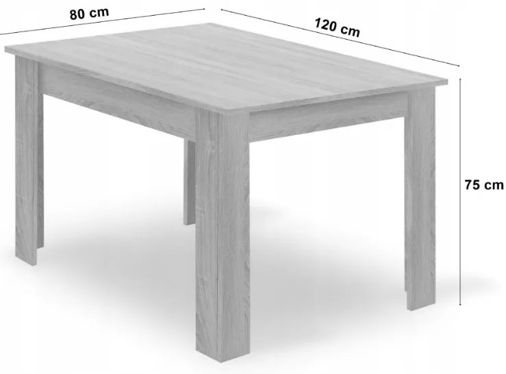 Zestaw do jadalni 1+4, czarny stół w dekorze złoty dąb MADO 120x80cm i czarne aksamitne krzesło do jadalni IMOLA