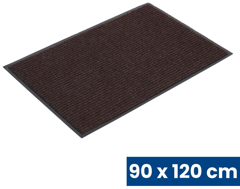 Trwała mata wejściowa z PVC, dywanowa, 90 x 120 cm, brązowa