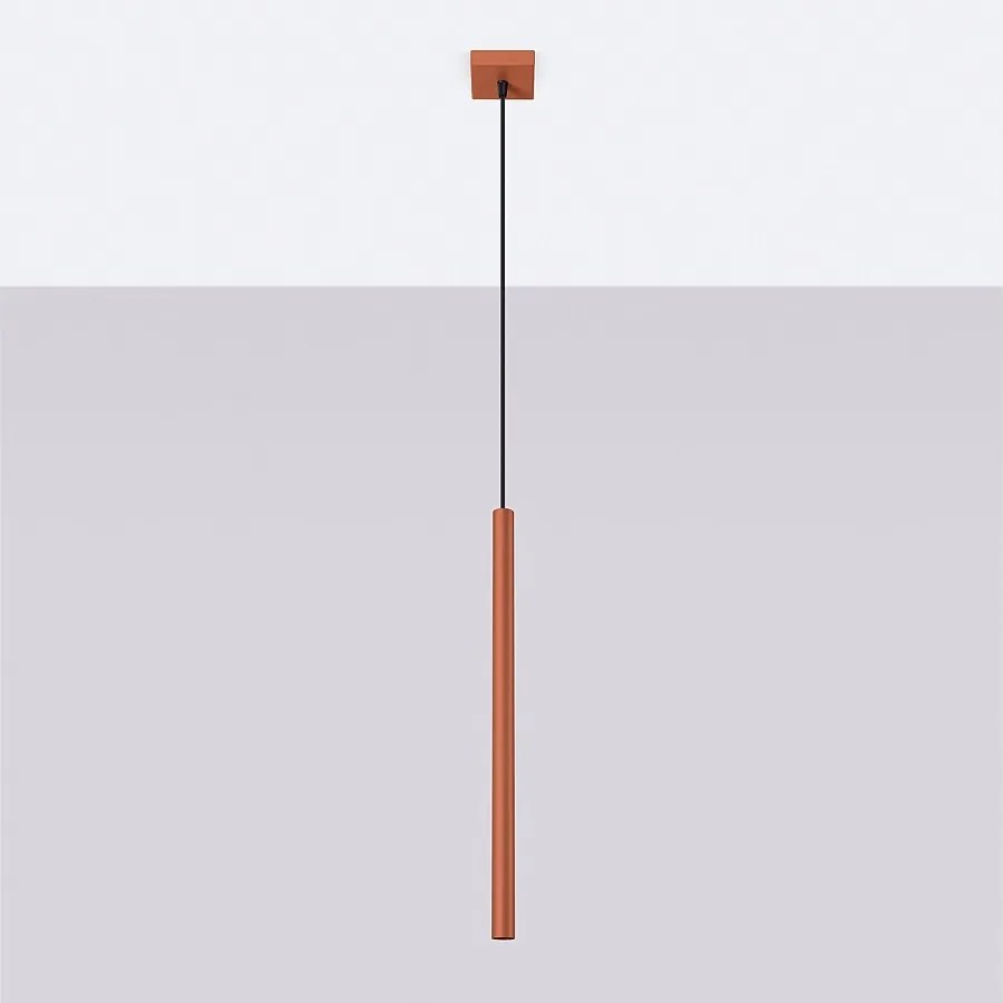 Lampa wisząca nowoczesny Brill, stal - 1 źródło światła 4000K - L.8 x H.114 cm - ochra czerwona