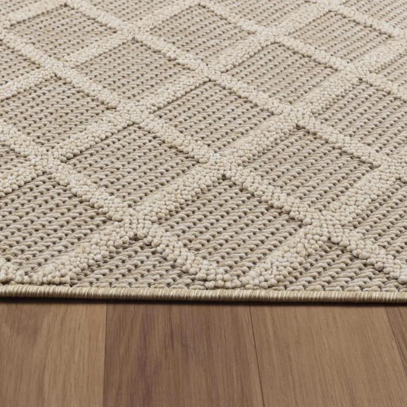 Dywan zewnętrzny sznurkowy Patara Kratka beżowy 200 cm x 290 cm