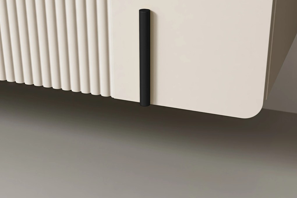 Szafka RTV Malmi 200 cm wisząca - kaszmir / czarny