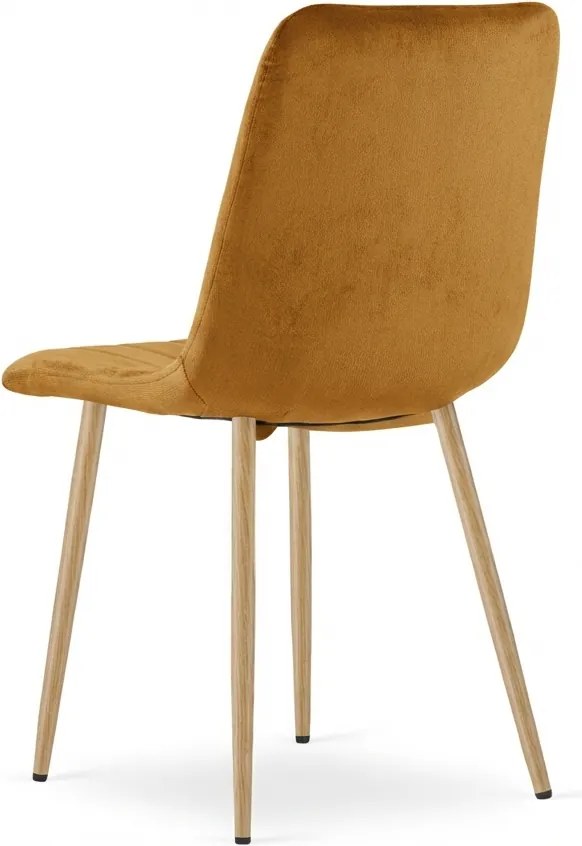 Musztardowe welurowe krzesło LAVA