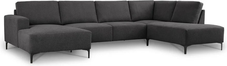 Antracytowy narożnik z tkaniny szenilowej (prawostronny/w kształcie litery U) Fabian – Scandic