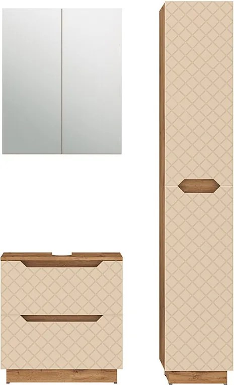 Zestaw mebli łazienkowych dąb/kaszmir ze strukturą płytek 59.8x32x62.5 lotta