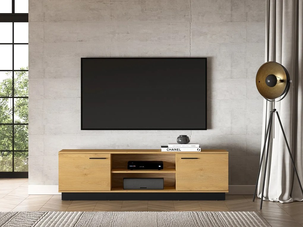 Szafka RTV BRONX 2D 170cm dąb/czarna ML MEBLE