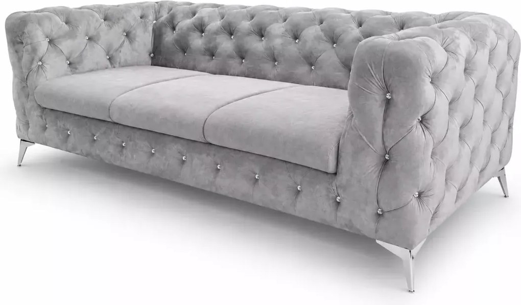 Sofa 3 osobowa Moet głęboko pikowana elegancka do salonu na nóżkach