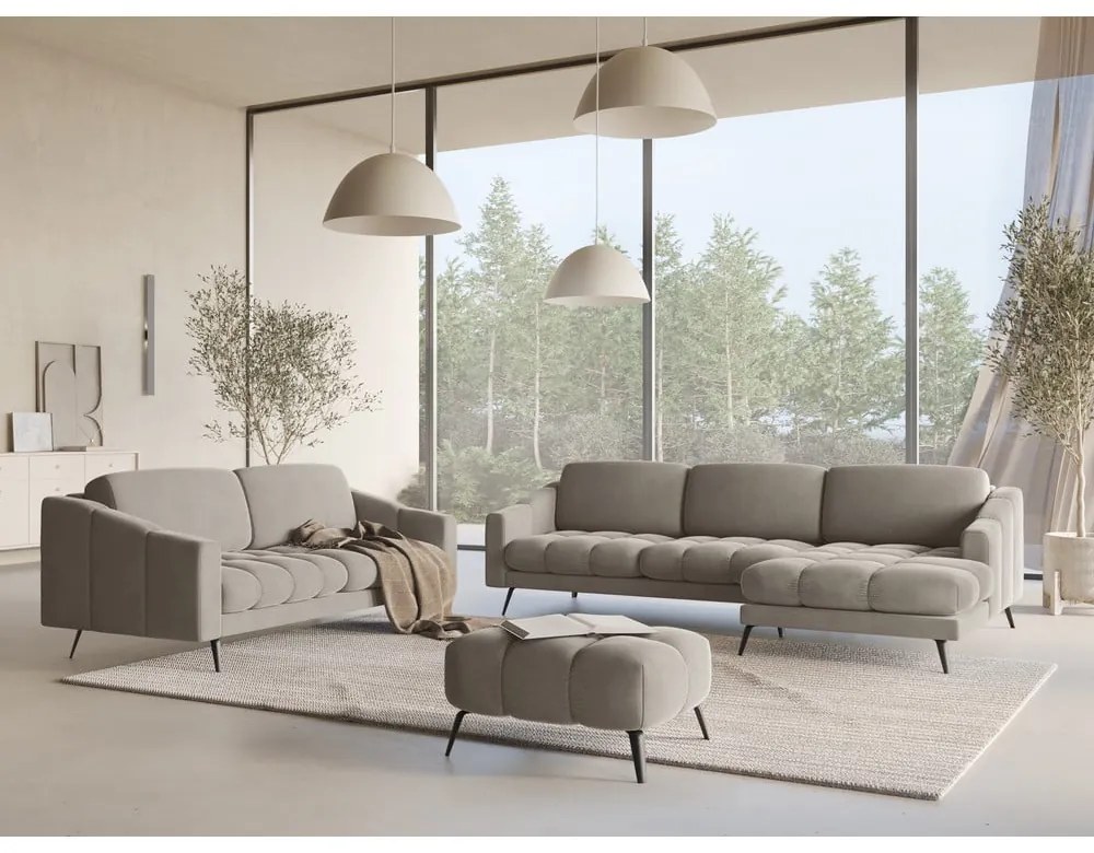 Beżowa aksamitna sofa 202 cm Nalu – Makamii