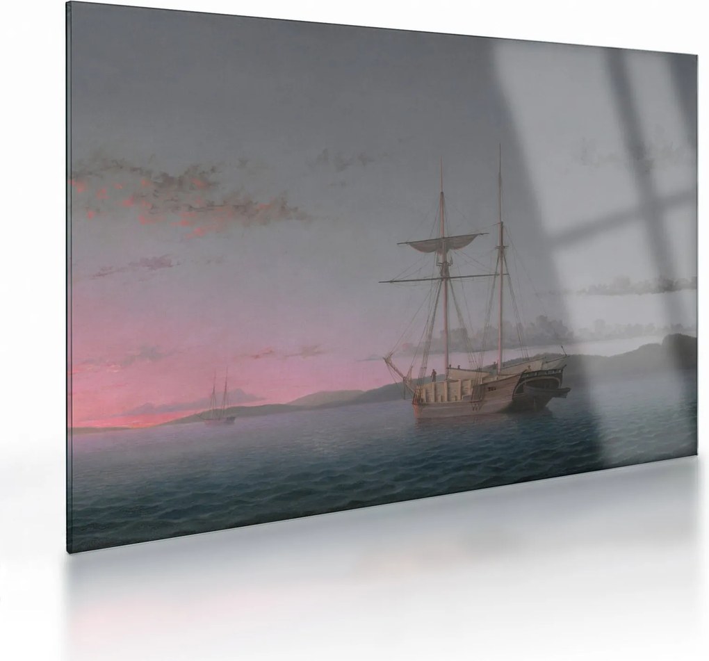 Obraz na szkle - Fitz Henry Lane, Lumber Schooners at Evening on Penobscot Bay, reprodukcje (70x50 cm)