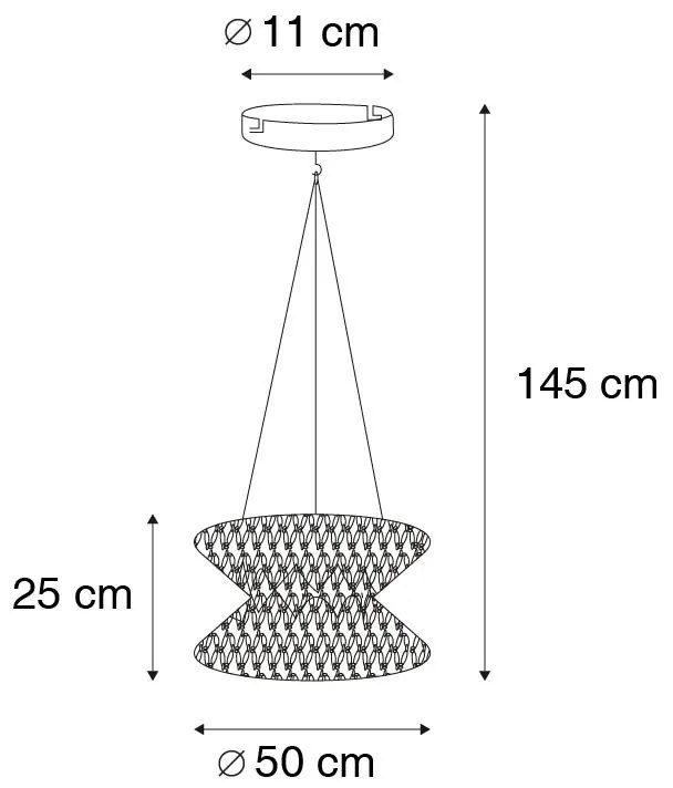 Orientalna lampa wisząca makramowa 50 cm - LeonardKolonialny Oswietlenie wewnetrzne