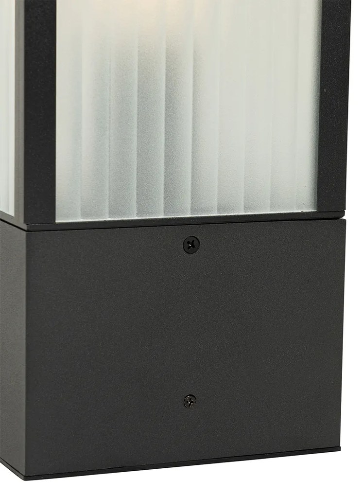 Zewnetrzna Stojąca lampa ogrodowa czarna z żebrowanym szkłem 40 cm IP44 - Charlois Nowoczesny Oswietlenie zewnetrzne