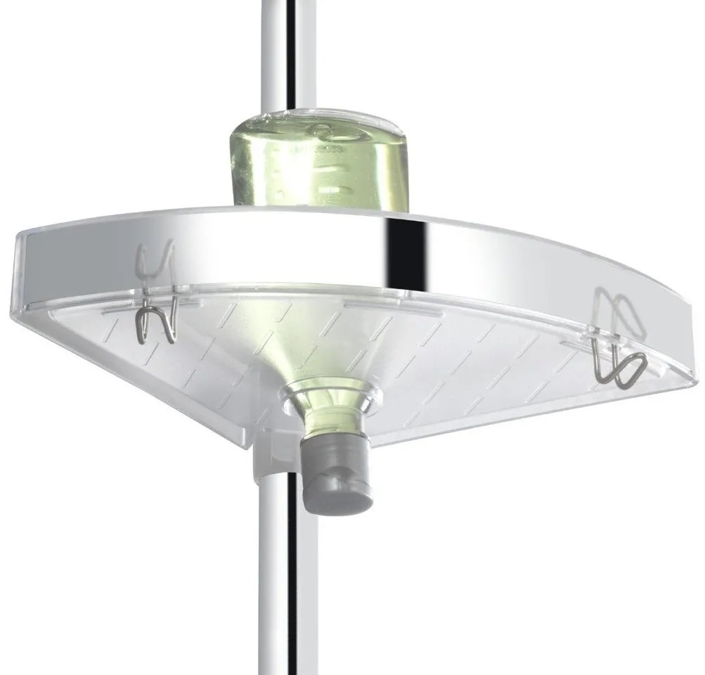 Narożna półka łazienkowa Premium Edge Shiny, 3 poziomy, lusterko, teleskopowa, WENKO