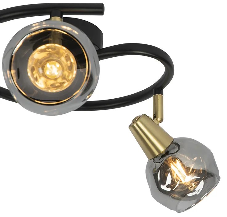 Plafon art deco czarny przydymione szkło 44,5cm 3-źródła światła - Vidro