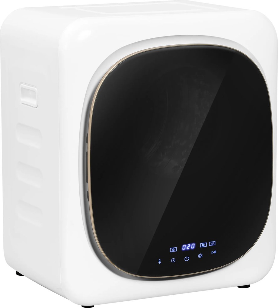 HOMCOM Suszarka z dezynfekcją UV, kompaktowa budowa, pojemność 4 kg, stal nierdzewna, Biały