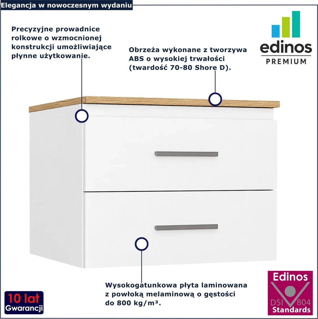 Podwieszana szafka na umywalkę biały + dąb artisan 60 cm M5-N91