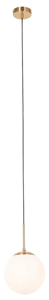 Lampa wisząca w stylu art deco złota z opalowym szkłem - FloreDesignerski Oswietlenie wewnetrzne