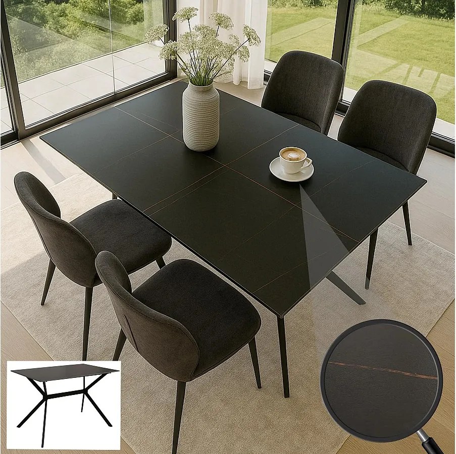 Stół do jadalni MCW-O58,  czarno-złoty