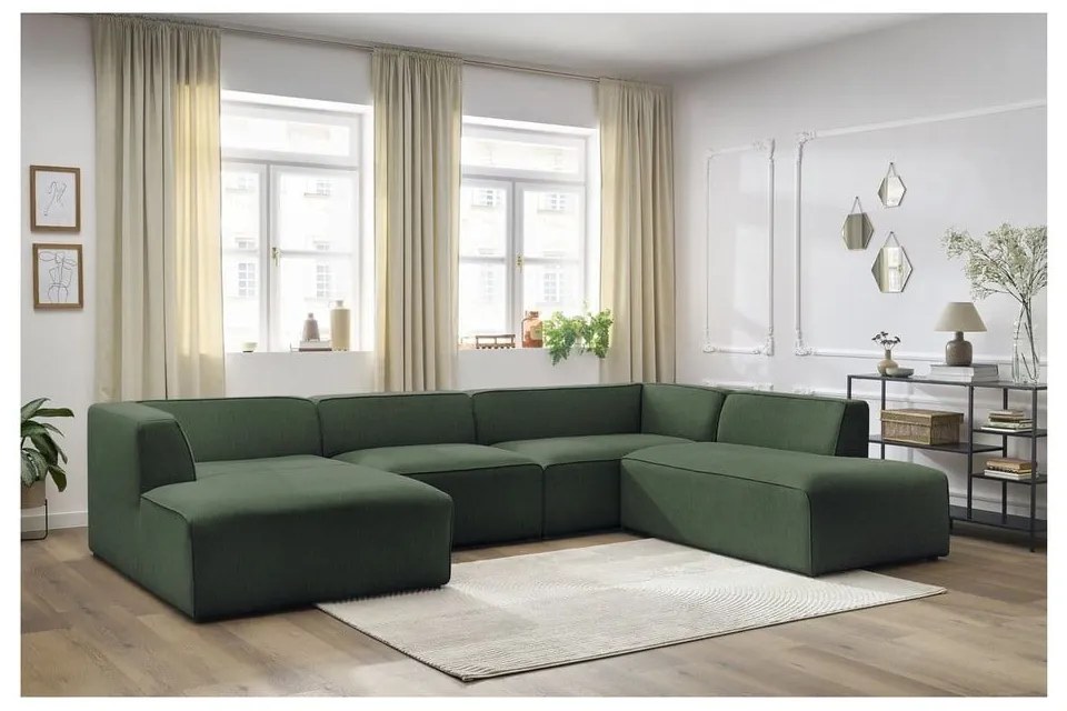 Zielony narożnik modułowy (prawostronny/w kształcie litery U) Megeve – Bobochic Paris