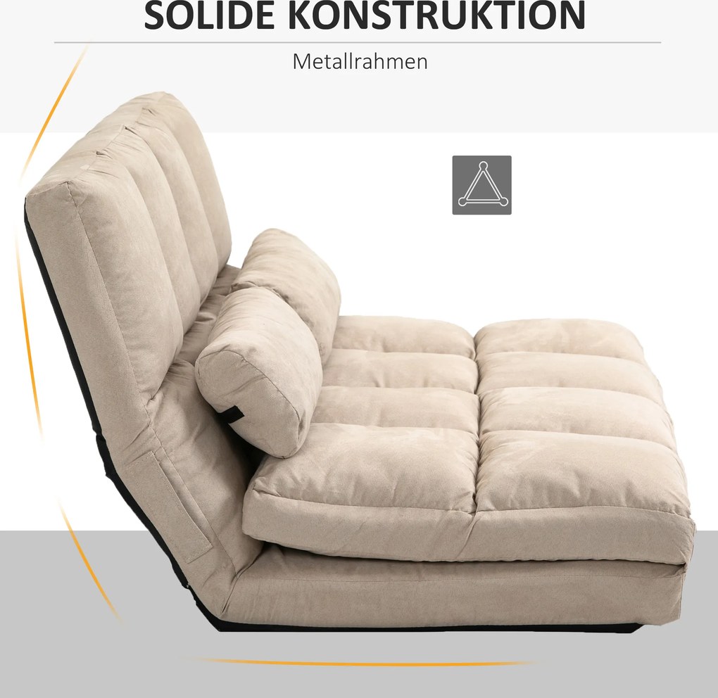 HOMCOM Sofa i Łóżko 2 w 1, Regulowane Oparcie, 102 x 73 x 60 cm, Beżowa