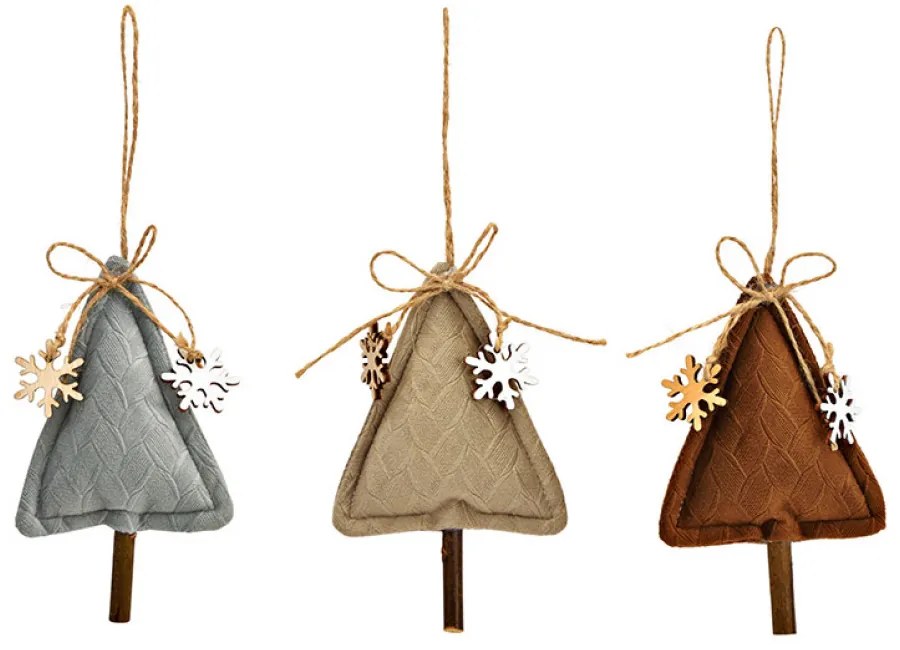 Zestaw 3 materiałowych choinek CHRISTMAS TREE
