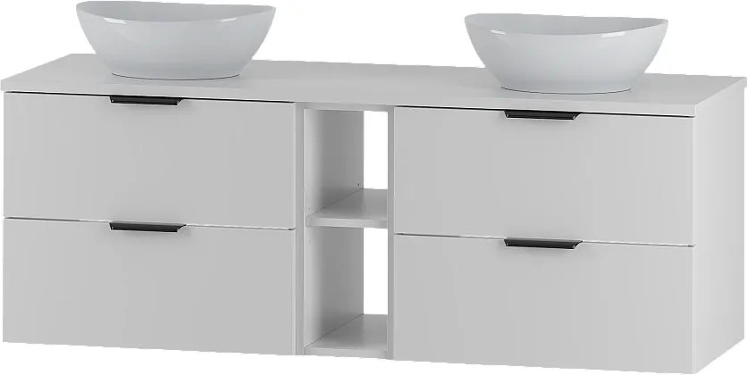 Biały Zestaw do Łazienki 140cm Szafka Regał Blat Umywalka Pile