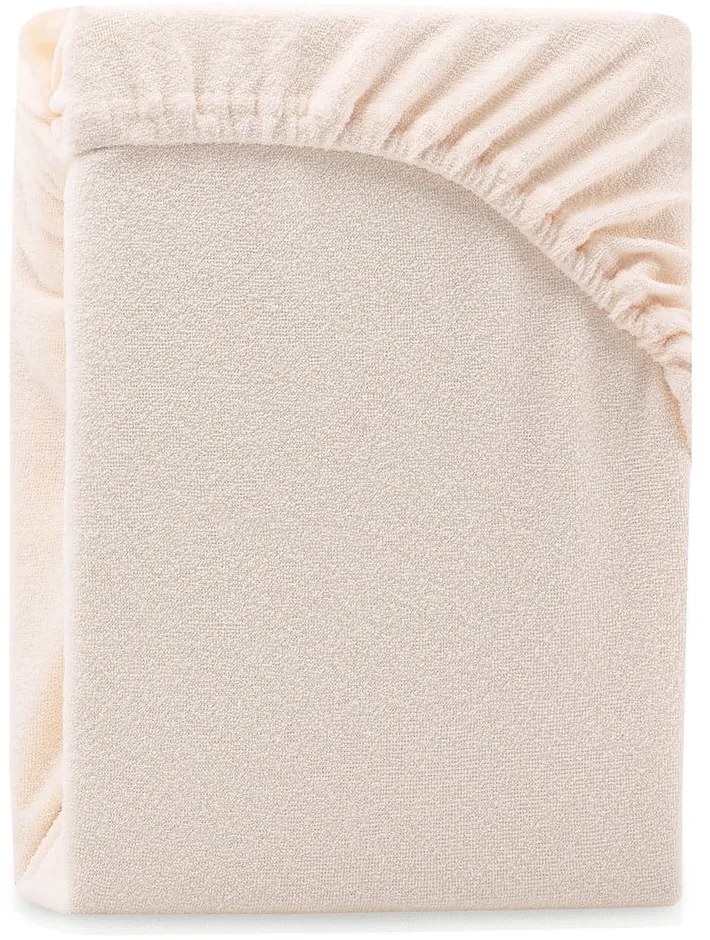 Beżowe prześcieradło frotte z gumką 160x200 cm Ruby – Restilo