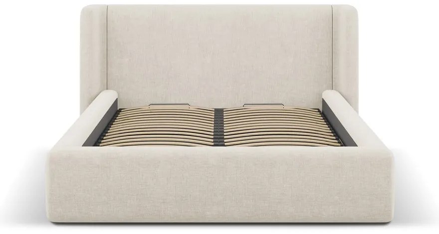Kremowe tapicerowane łóżko dwuosobowe ze schowkiem ze stelażem 140x200 cm Jason – Windsor &amp; Co Sofas