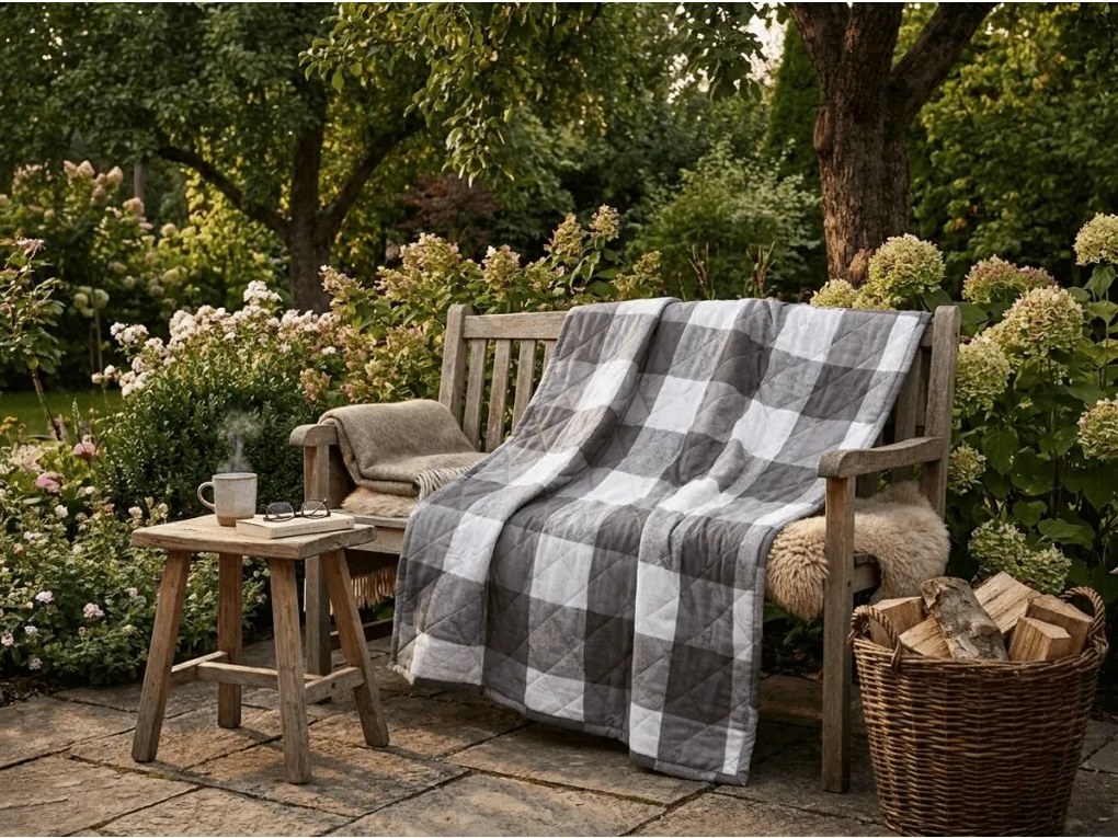 Letnia kołdra CUBE 140x200 cm, szaro-biała