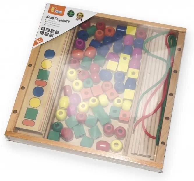 Drewniana gra edukacyjna logiczne koraliki viga toys 104 elementy