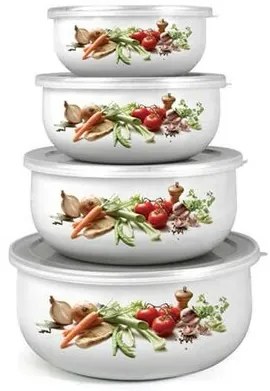 Banquet 8-częściowy zestaw emaliowanych misek z wieczkami