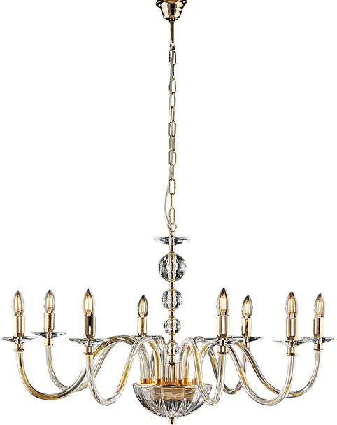 Żyrandol Ruben Gold z przezroczystym szkłem i kryształkami 8 świateł 116 Ø96 BL267-8-OR