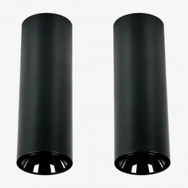 Pack 2 Okrągłych Natynkowych Plafonów Sufitowych Led Ø7,2 Cm Do Użytku Zewnętrznego, Wykonanych Z Aluminium Luisiana Czarna & 8 W & 23º & Białe Zimne