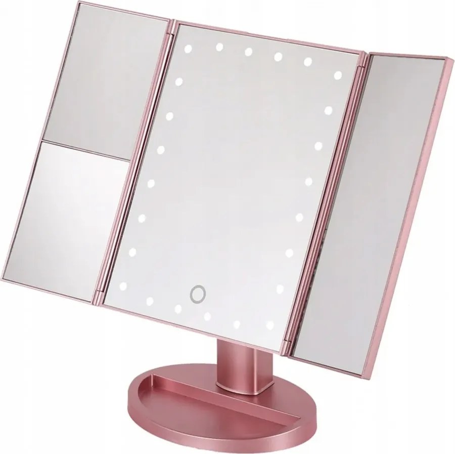 Lusterko PREMIUM Do MAKIJAŻU Powiększające 3X Kosmetyczne PODŚWIETLANE LED