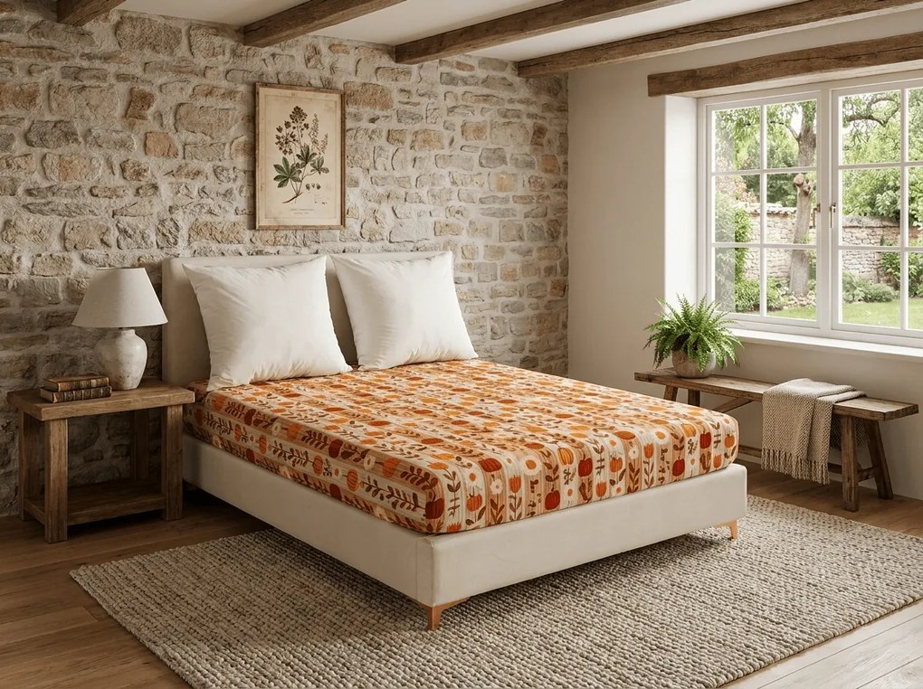 PrzytulneMieszkanie.pl Prześcieradło z mikrofibry PUMPKIN STRIPES kolorowe 90x200 cm