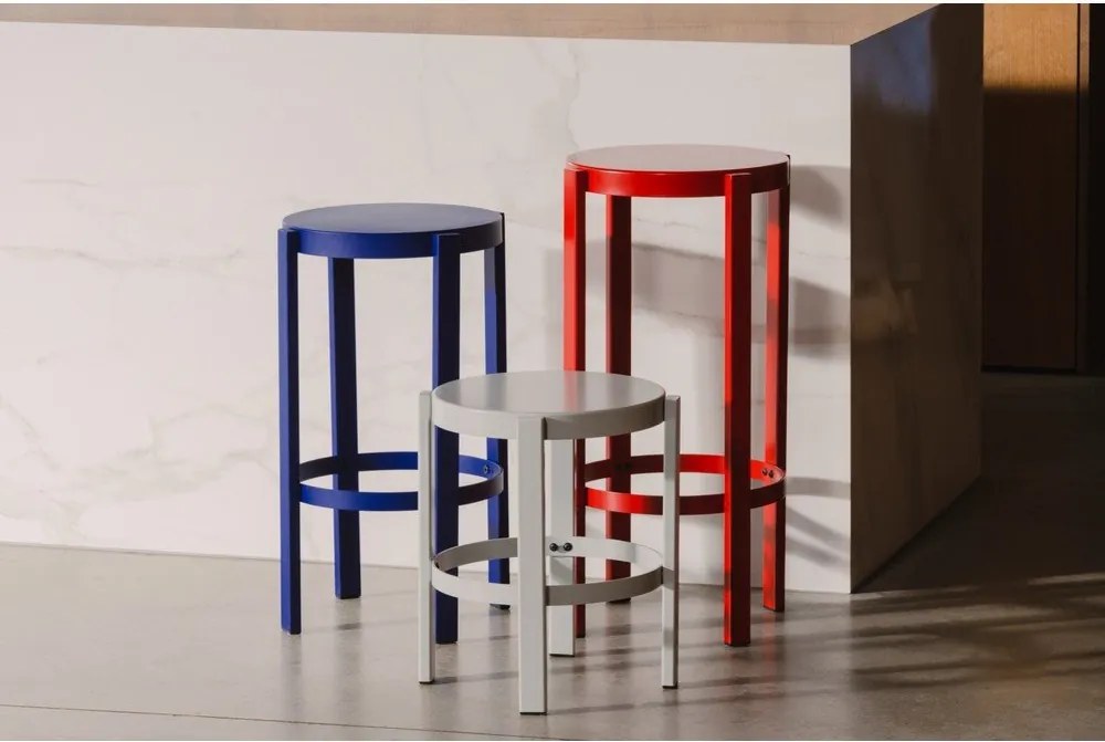 Jasnoszary stalowy hoker (wysokość siedziska 75 cm) Doon – noo.ma