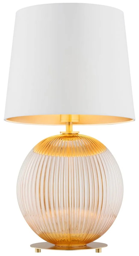 Duża lampa stołowa Hamilton, miodowa kula, kremowy abażur