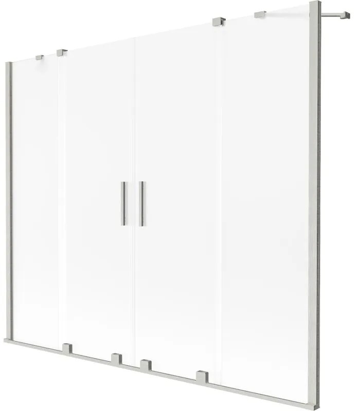 Mexen Velar Duo parawan nawannowy 2-skrzydłowy rozsuwany 200 x 150 cm, szron, nikiel szczotkowany - 896-200-000-32-97