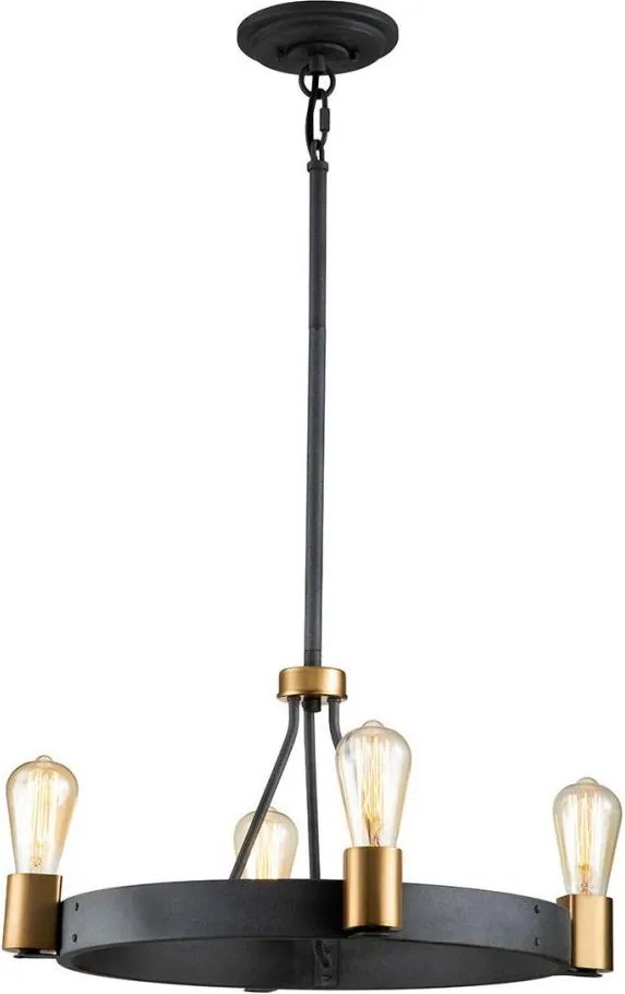 Quintiesse QN-SILAS-4P-DZ - Żyrandol na pręcie SILAS 4xE27/60W/230V czarny/złoty