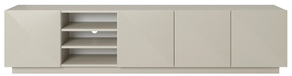Szafka RTV Asha 200 cm ryflowanym frontem i wnęką - kaszmir